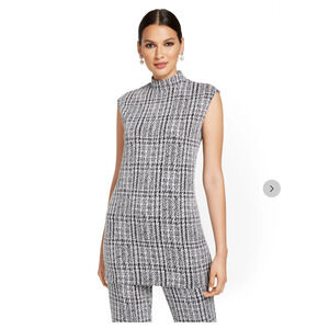 New York & Company Black and White Plaid Tank Top